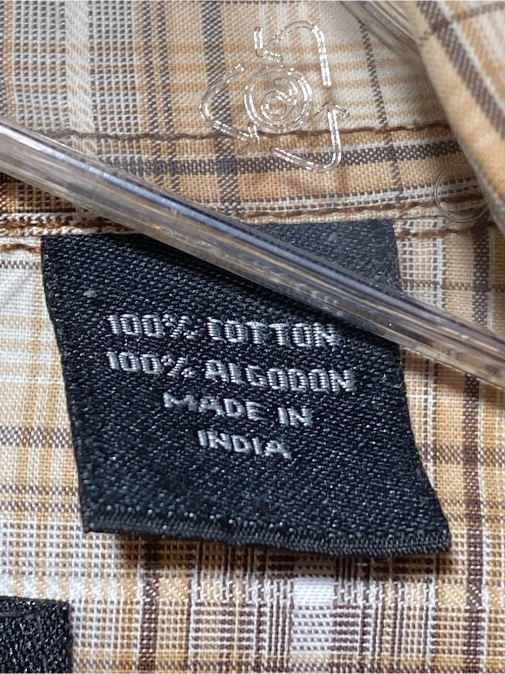 Men's Beige Plaid Long-Sleeve Button-Down Shirt